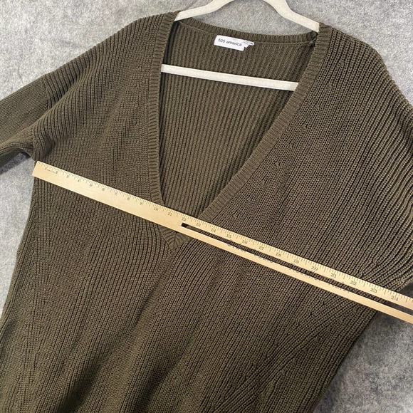 525 American Sweater Medium Brown Chunky Knit V-Neck Long Sleeve Oversized - Picture 3 of 7